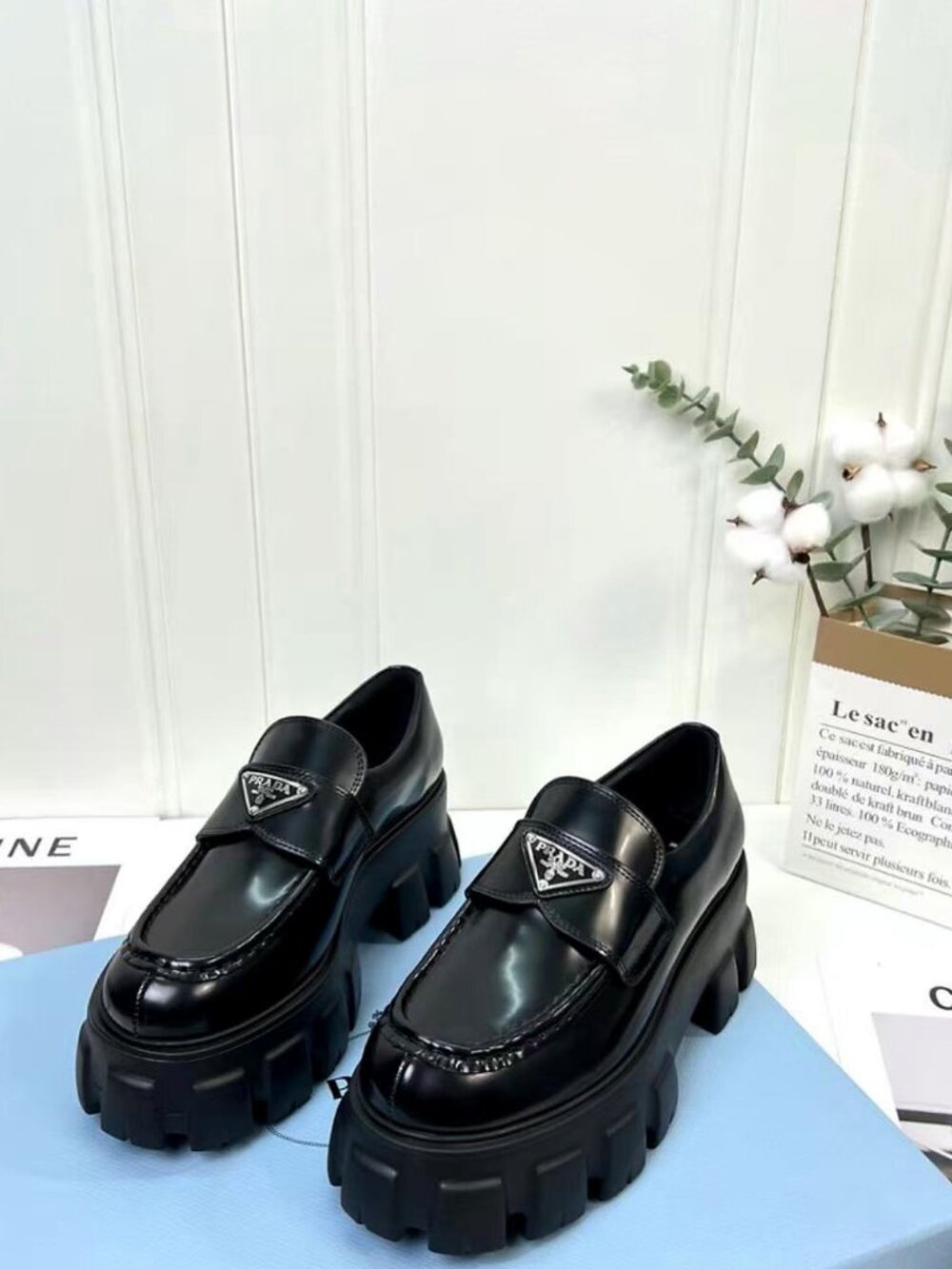 Prada Vintage Black Chunky Lug Loafers